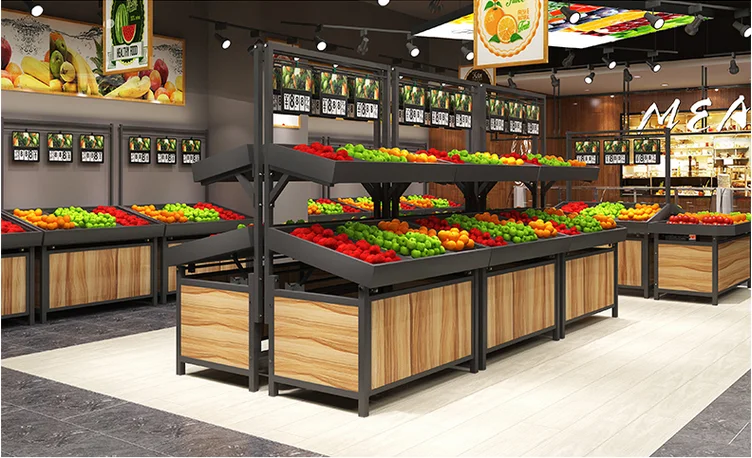 Kệ Trưng Bày Trái Cây Đẹp Cho Siêu Thị Mini 2 kệ trưng bày trái cây siêu thị